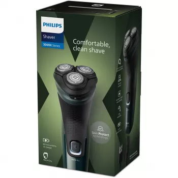 Electric Rotary Shaver Philips 3000X Series X3002/00 – 3-head Wet & Dry Cordless Shaver, NiMH battery, 40 min runtime