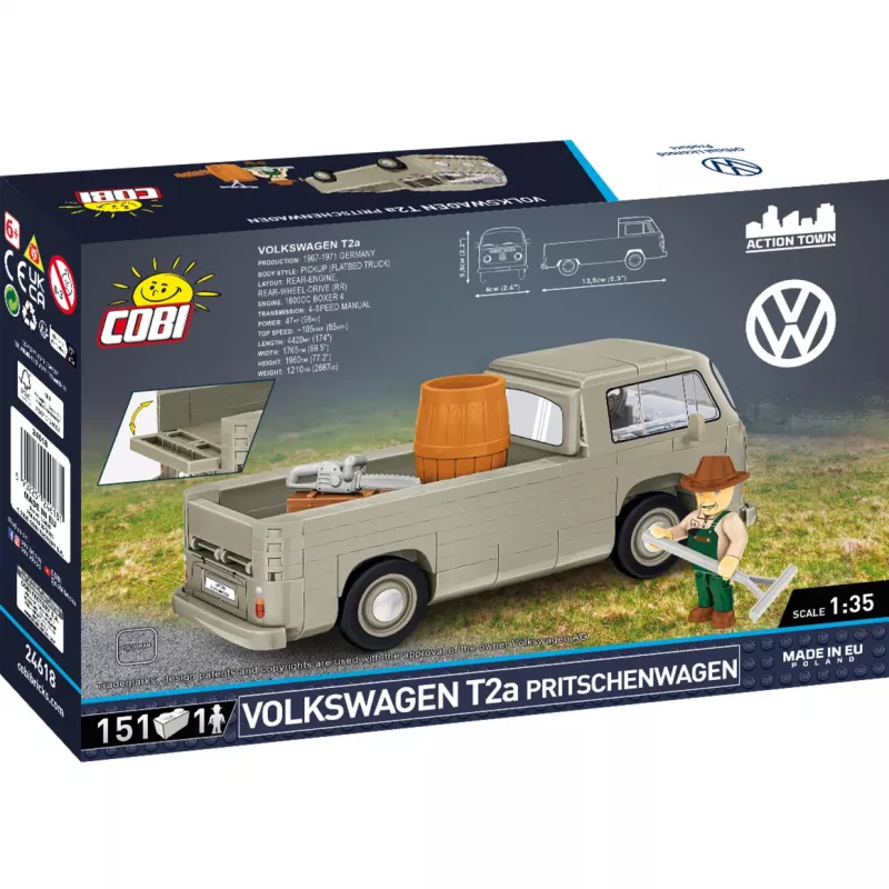 Cobi model kit Volkswagen T2a flatbed truck 1:35 scale grey
