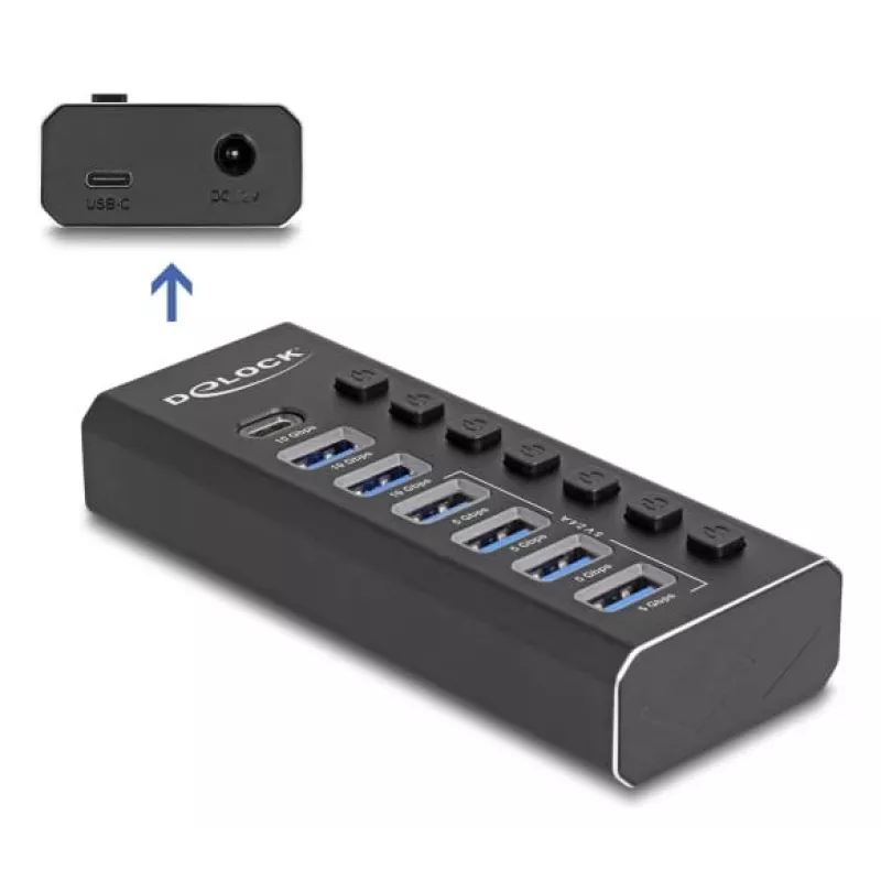 DeLOCK 64326 interface hub USB 3.2 Gen 2 (3.1 Gen 2) Type-C 10000 Mbit/s Black