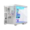 PC case MODECOM Volcano Panorama Midi Tower white — micro ATX, tempered glass, ARGB, USB-C, supports GPU 400 mm