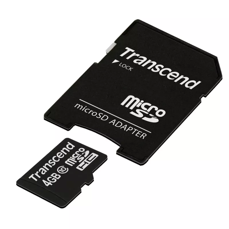 Flash Memory Transcend 4GB MicroSDHC Class 10 with Adapter