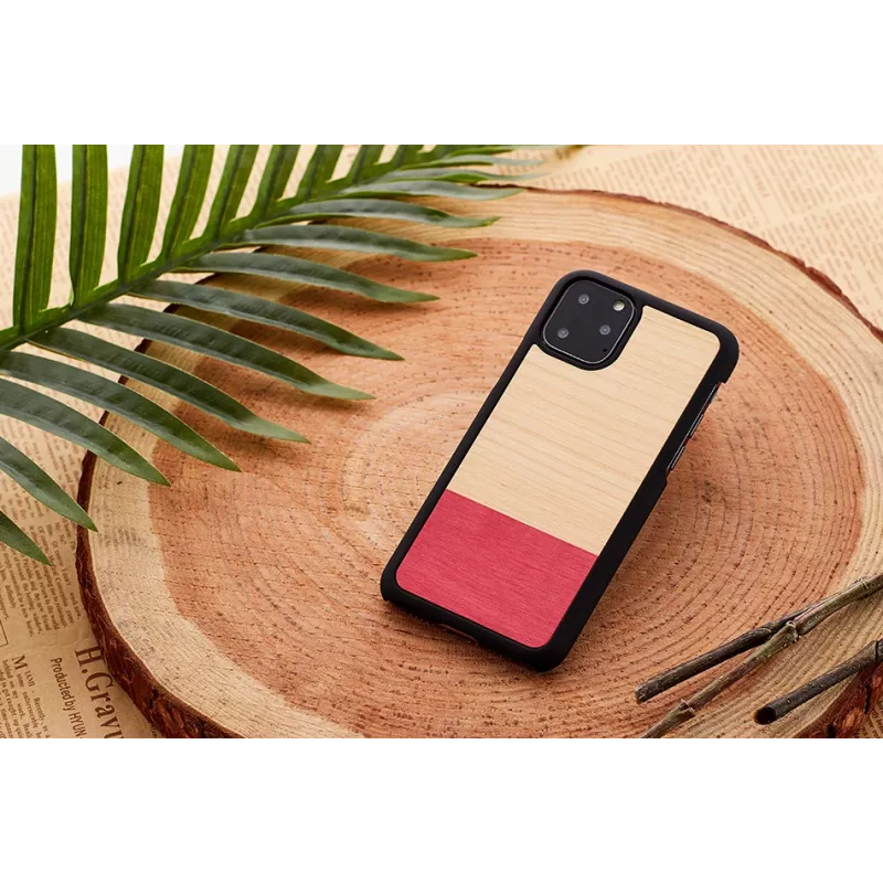 Smartphone case man and wood for iPhone 11 Pro Max — black protective cover