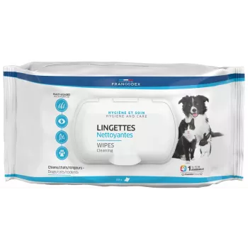 Pet grooming wipes FRANCODEX FR172205 — 80 pcs for dogs and cats, all coat types, plastic pack
