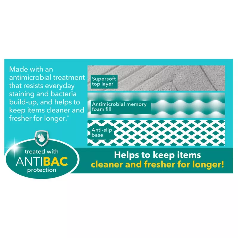 Bath mat Beldray LA032647LGRYUFFEU7 Antibac Chevron memory foam, anti-bacterial, grey