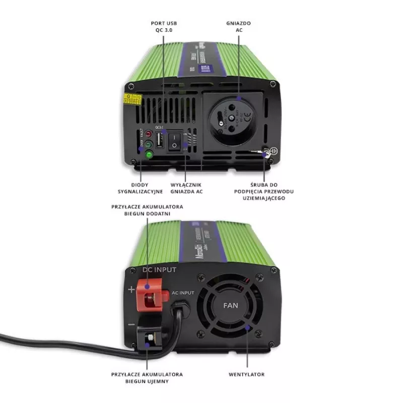 Car inverter Qoltec Monolith 600 W Green 12 V