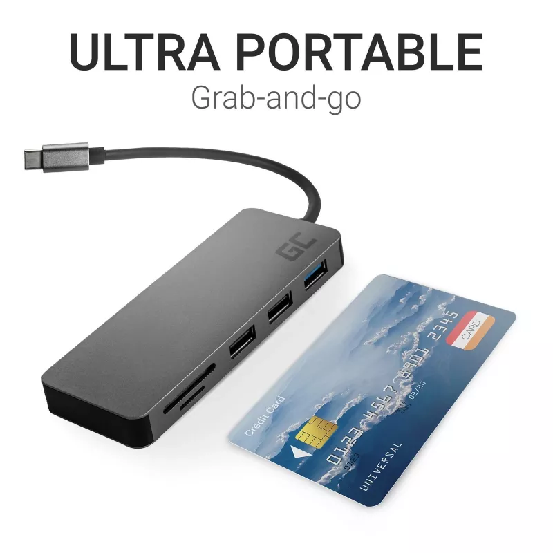 Green Cell AK50 - USB 3.2 Gen 1 (3.1 Gen 1) Type-C - USB 2.0 - USB 3.2 Gen 1 (3.1 Gen 1) Type-A - USB 3.2 Gen 1 (3.1 Gen 1) Type-C - MicroSD (TransFlash) - SD - Silver - Apple MacB