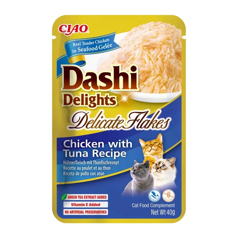 Wet cat treats INABA Dashi Delights Delicate Flakes Chicken with Tuna 40 g pouch