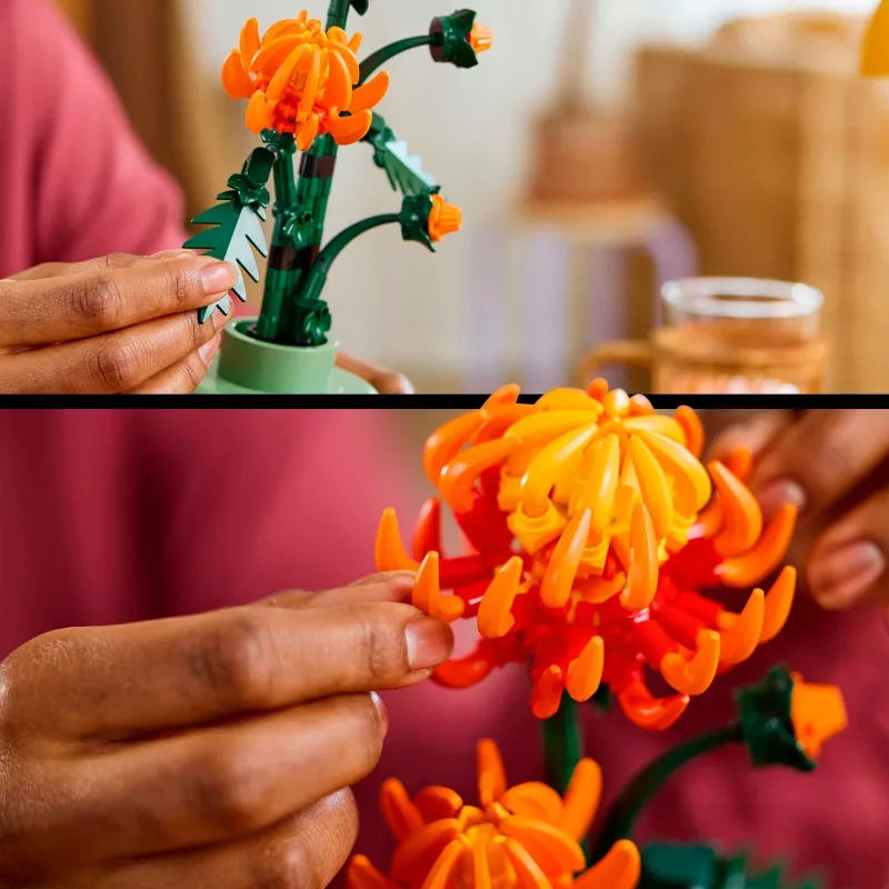 LEGO Icons Chrysanthemum Flower Building Set Creative Model Kit for Adults to Build Artificial Plant Gift for Women Men Her or Him Home Office De