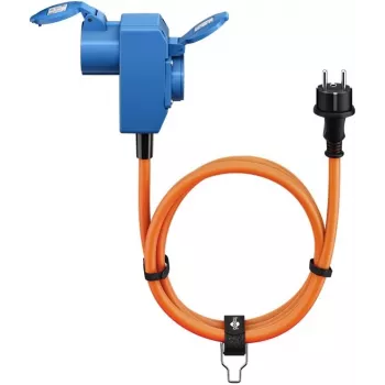Goobay Camping Adapter Lead 1,5 m orange CEE-Plug to Grounded Plug Coupling IP44