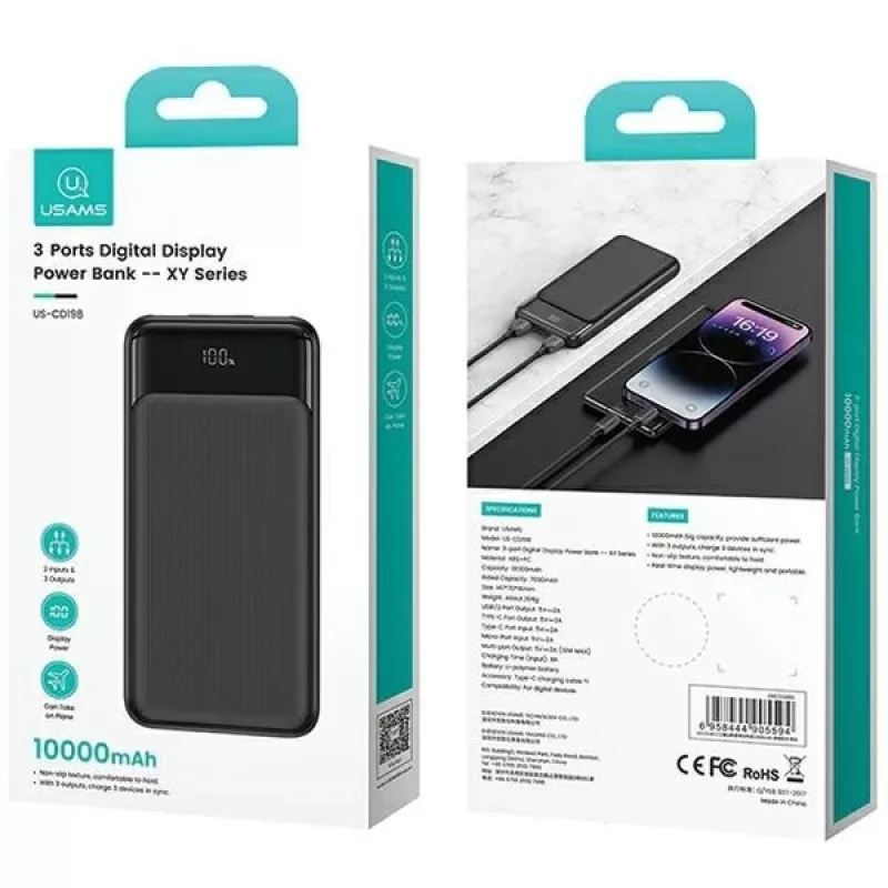 usams Charger USA001631 30W with 1x USB-C and 1x USB-A fast charging