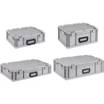 Storage box allit ProfiPlus EuroCarry 417 — grey polypropylene with lid