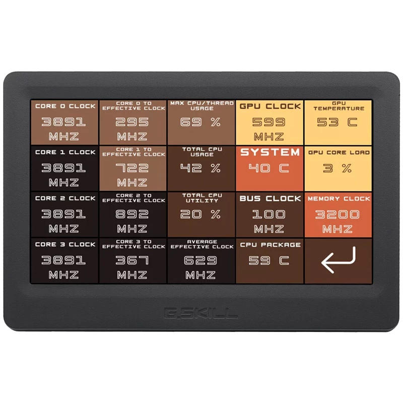 7 inch LED Touchscreen Display G.SKILL GD-A7PCCSK-WGD 1024x600 300 cd/m²