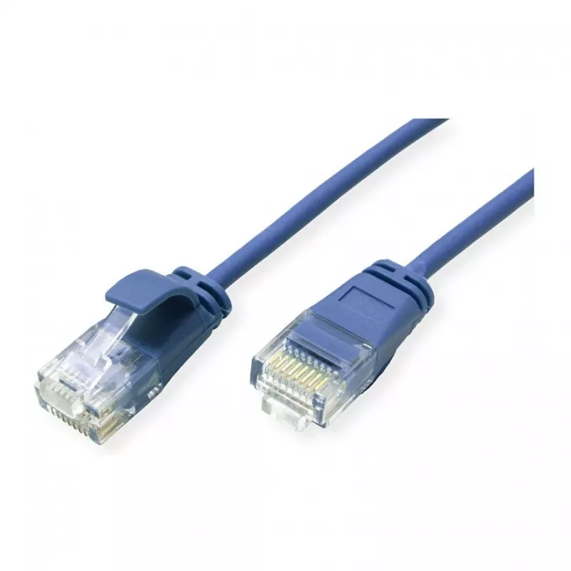 ROLINE GREEN UTP Patch Cable Cat.6A (Class EA), LSOH, slim, Blue, 0,15 m