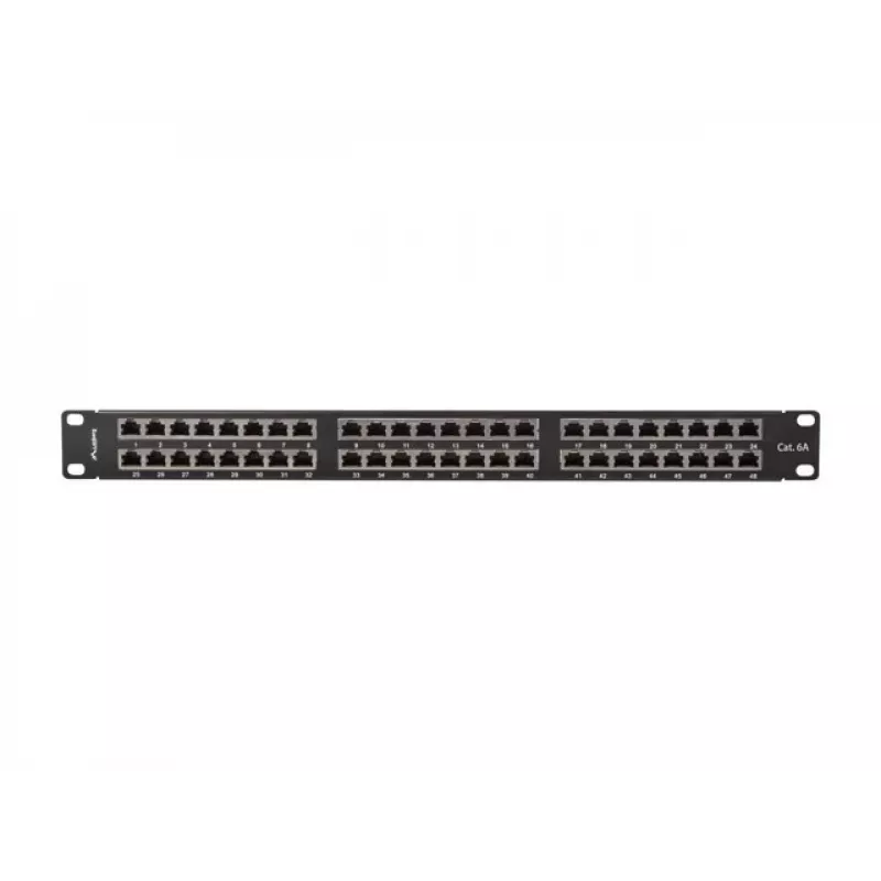 PATCH PANEL 48 PORT 1U 19 CAT6A FTP SHIELDED BLACK LANBERG