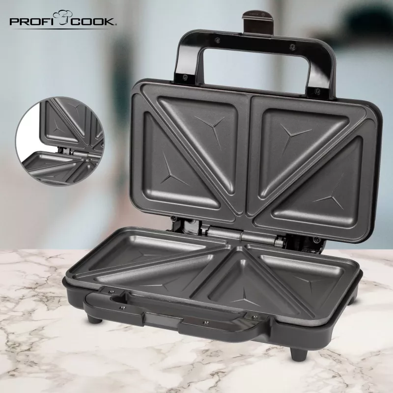 ProfiCook PC-ST 1092 - Sandwichmaker - 900 W - Stainless Steel/Black