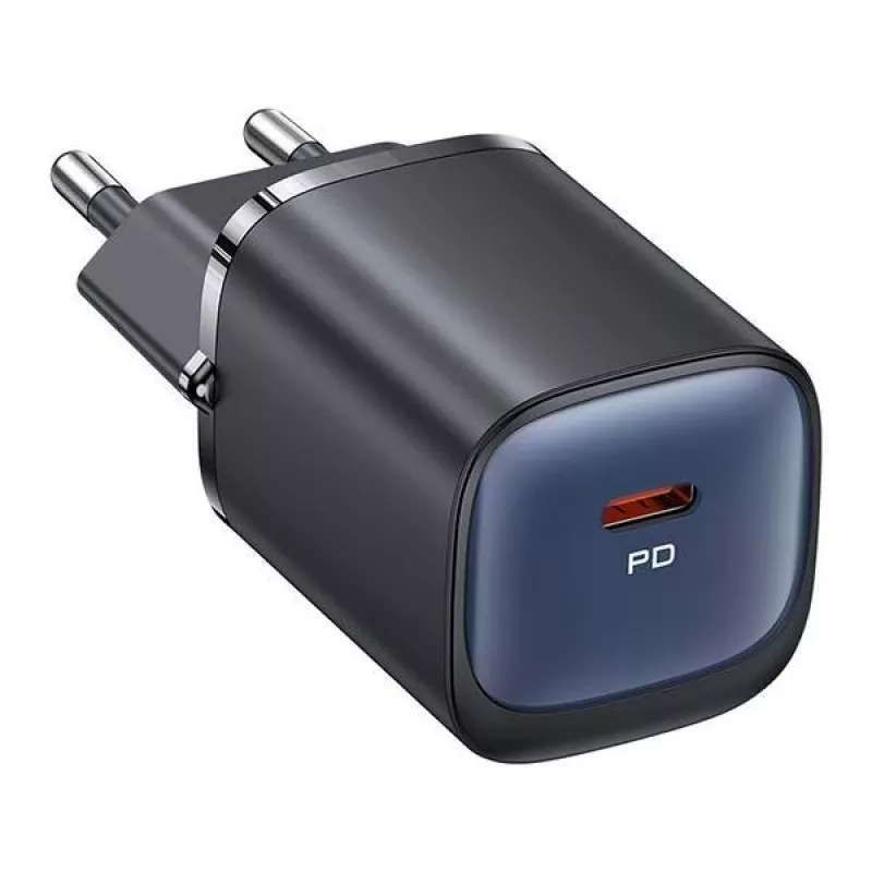 usams 30W GaN USB-C Fast Charger USA001446 — 30W USB-C PD portable wall charger, black
