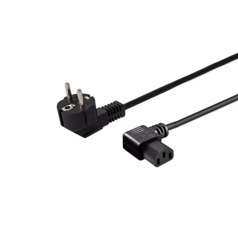 Power cable SAVIO CL-116 — 1.8 m, Black, angled power plug Type C to angled IEC C13, 3-core 0.5 mm²
