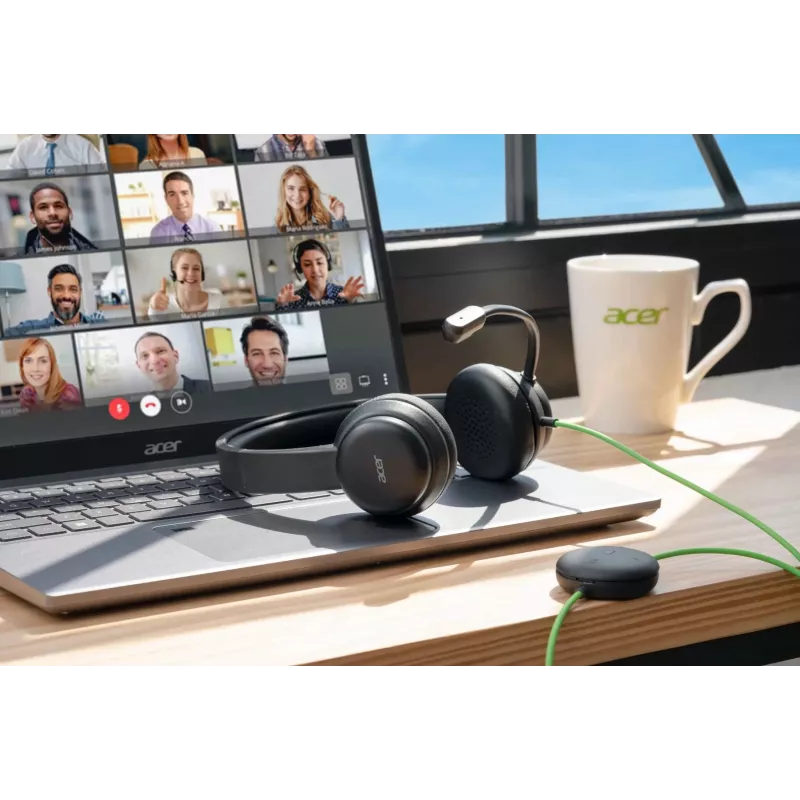 Wired conference headset Acer GP.HDS11.01N — supra-aural, 2 m cable, 20–20000 Hz, 160 g, black