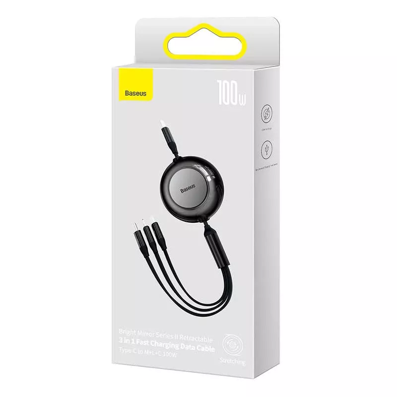 USB Cable Baseus CAMJ010201 1.1m USB 3.2 Gen 1 USB C Micro USB-A Lightning Black