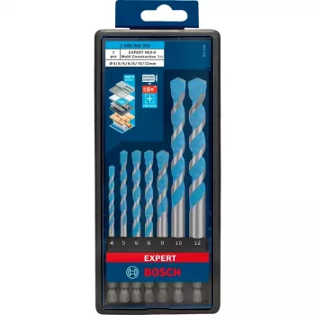 Drill Bit Set Bosch Expert HEX-9, 7 pieces, sizes 4–12 mm, HEX-9 shank