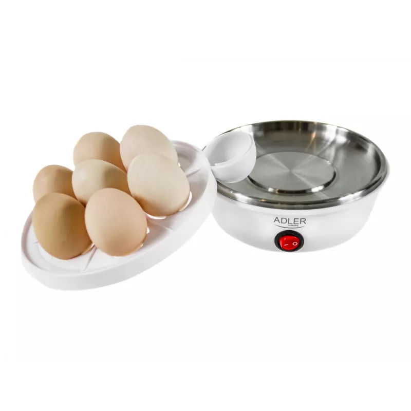 Egg cooker Adler AD 4459 — 7-egg capacity, 450 W, white, button control, ready alarm