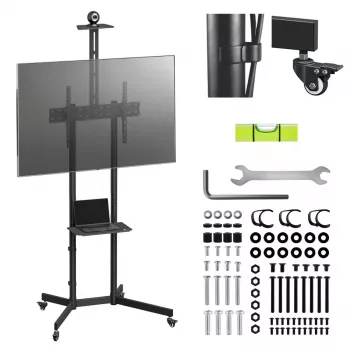 Maclean TV stand / cart, camera shelf, on wheels, 37-70, max load 45kg/5kg shelf, max. VESA 600x400, MC-113 B