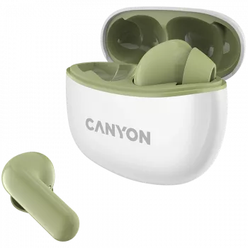 CANYON In-Ear Headphones TWS-5, Green Bluetooth 5.3, touch control, charging input: USB-C