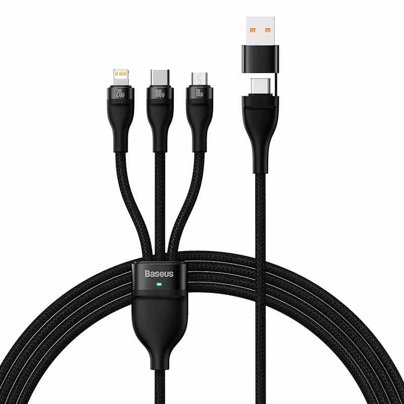 USB Cable Baseus CASS030101 1.2m USB A/USB C USB C/Micro-USB B/Lightning Black