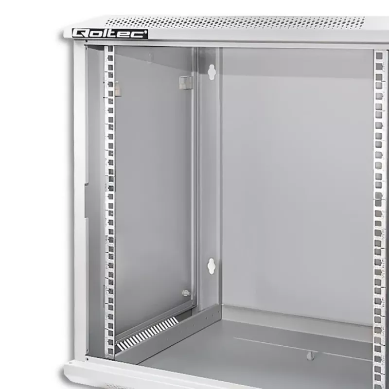 QOLTEC 54485 19-Inch 12U Wall-Mount Rack Cabinet, 600x450x635 mm, Black