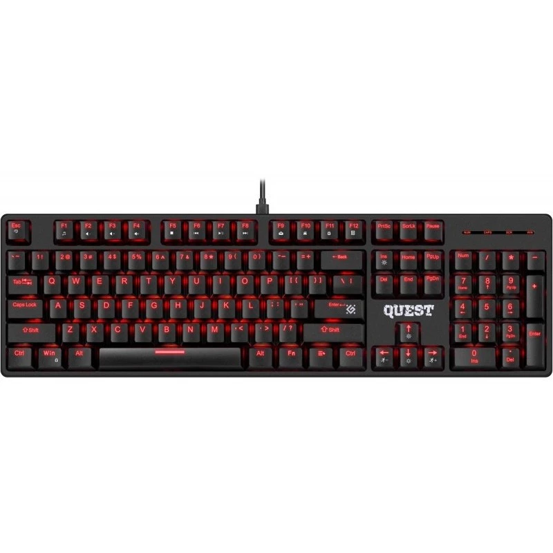Mechanical keyboard DEFENDER QUEST GK-596 — RGB backlight, Anti-Ghosting, wired, compact layout