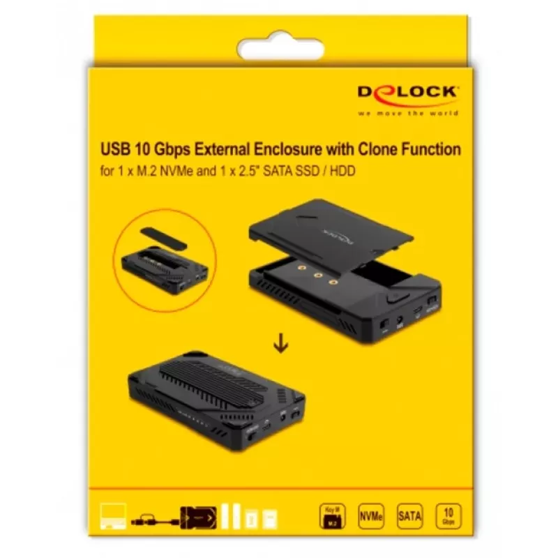 HDD/SSD enclosure DeLOCK 42020 Black 2.5 inch USB Type-C 10 Gbit/s