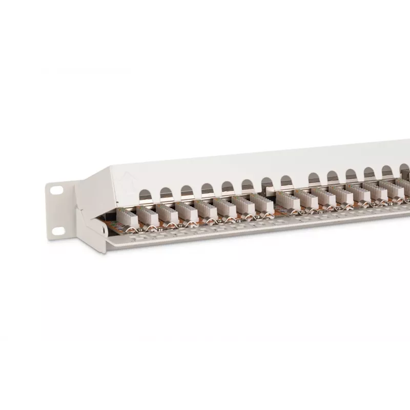 DIGITUS DN-91624S 24-Port Cat6 Shielded Patch Panel, 1U 19 inch Rack Mount, Black