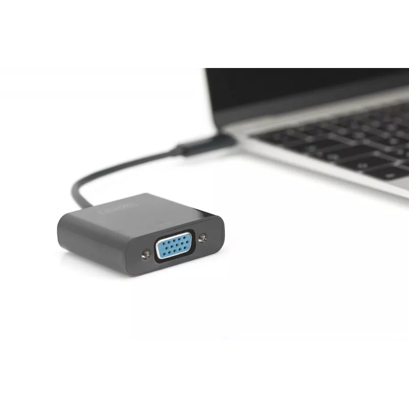 DIGITUS DA-70853 USB-C to VGA Adapter, Full HD 1080p, Black