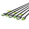 USB-C cable Green Cell KABGCSET02 1.2 m (USB A to USB C, 2.4 A, 480 Mbps) 3-pack with LED backlight