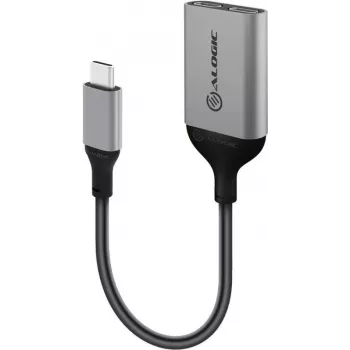 ALOGIC Ultra Series Charging Combo Adapter - USB-Adapter - 24 pin USB-C (M) to 24 pin USB-C (W) - 10 cm - Power Supply + Audio over USB, Supports Power Delivery 3.0 - Black, Spa