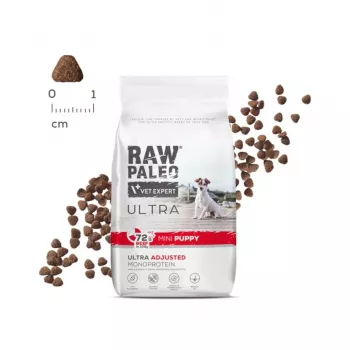 Dry dog food VETEXPERT RAW PALEO Ultra Mini Puppy Beef 750 g — grain-free, protein 30.5%, fat 16.5% for small breeds (5–10 kg)