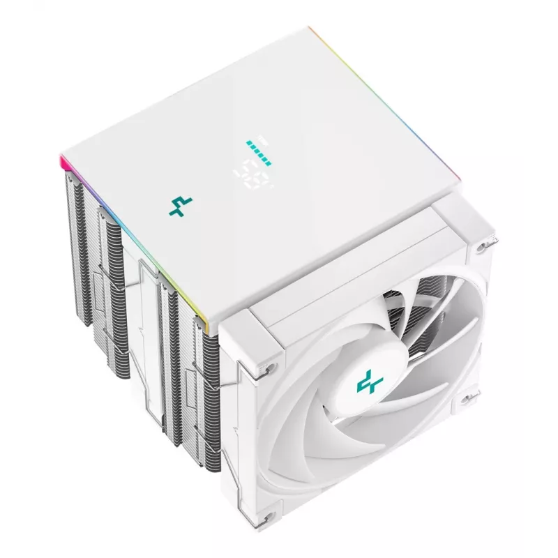 Air cooler DeepCool AK620 Digital SE White — dual 120 mm fans, 6 heat pipes, PWM, LGA 1700 support, built-in display