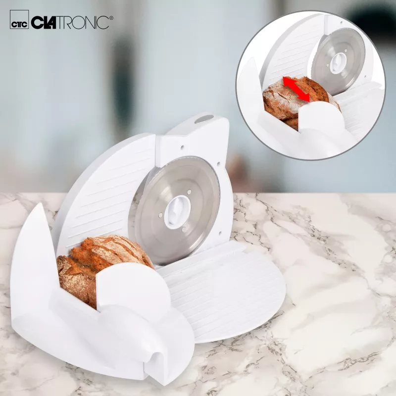 Electric slicer CLATRONIC AS 2958 — 230 V, white, 230×310×280 mm