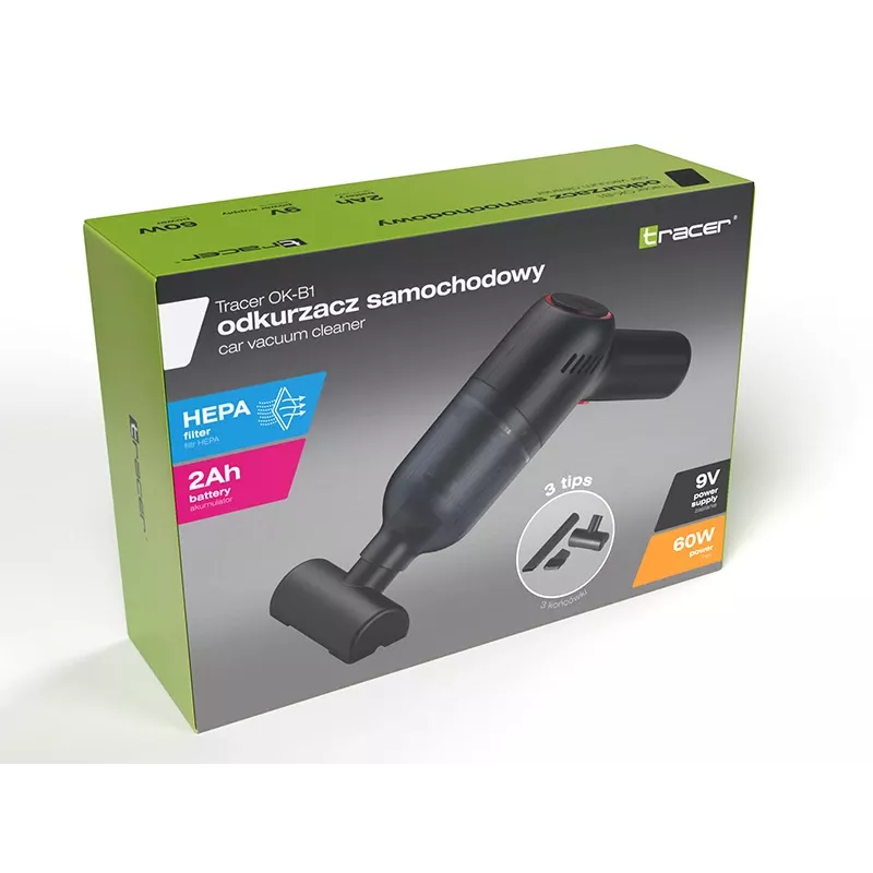 Tracer OK-B1 Car Vacuum Cleaner, 60 W, Black
