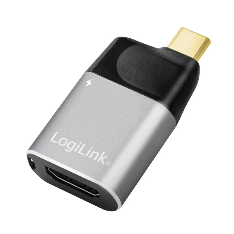 LogiLink USB 3.2 Gen2 Type-C adapter C/M to HDMI-A USB-C 4K PD alu black grey