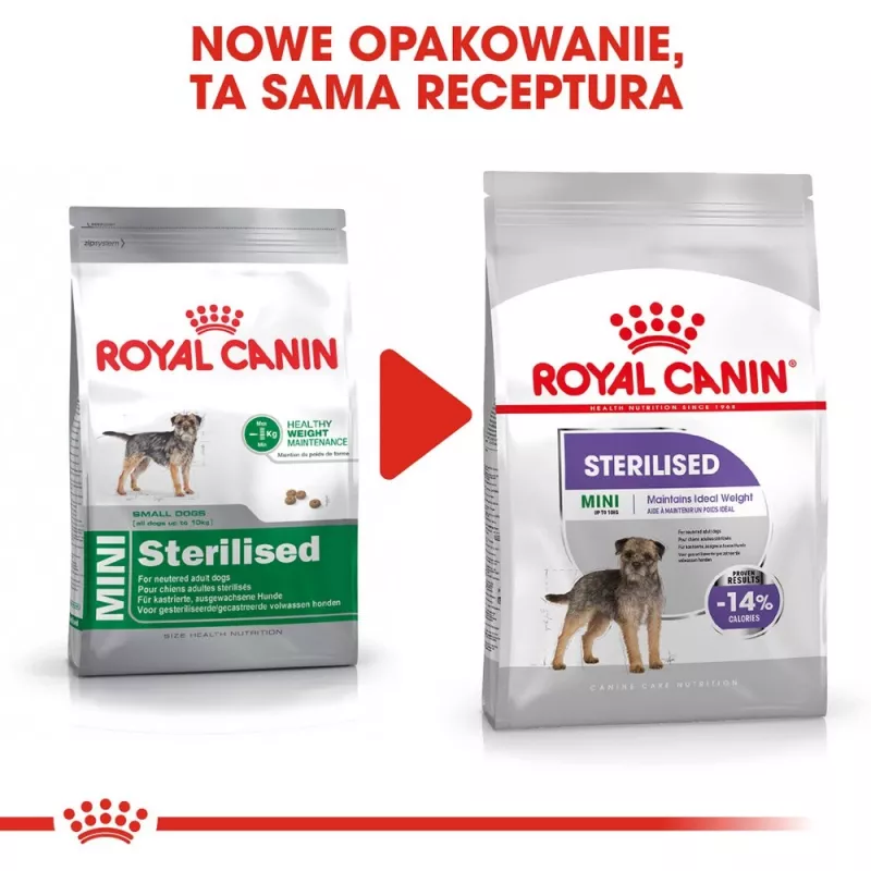 Dry dog food Royal Canin Mini Sterilised Care — 3 kg, chicken, for sterilised small breeds (5–10 kg), adult, 30% protein