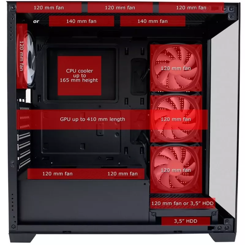 LC-Power Enclosure MidiTower 715B black USB3.2/Audio o.Power Supply SEAMLESS_X (LC-715B-ON)