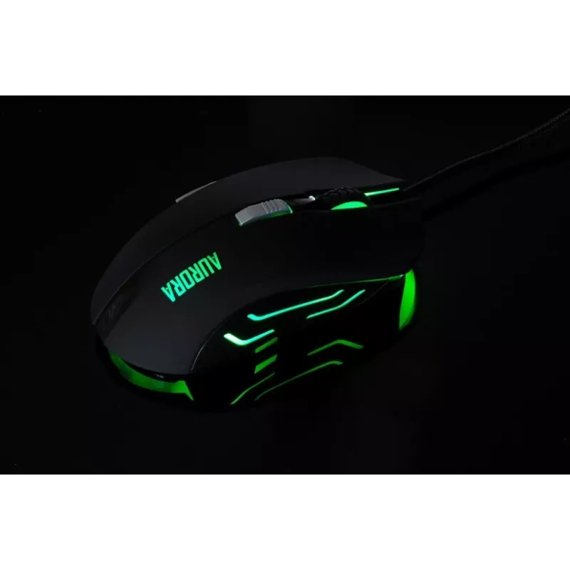 Wired optical mouse IBOX Aurora A-1 — right-hand, 6 buttons, 2400 DPI, USB Type-A, LED illumination, 1.8 m cable