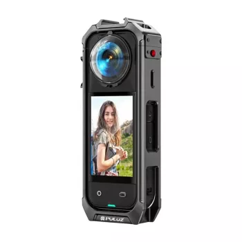 Protective metal case for Insta360 X5 by Puluz with integrated lens cover