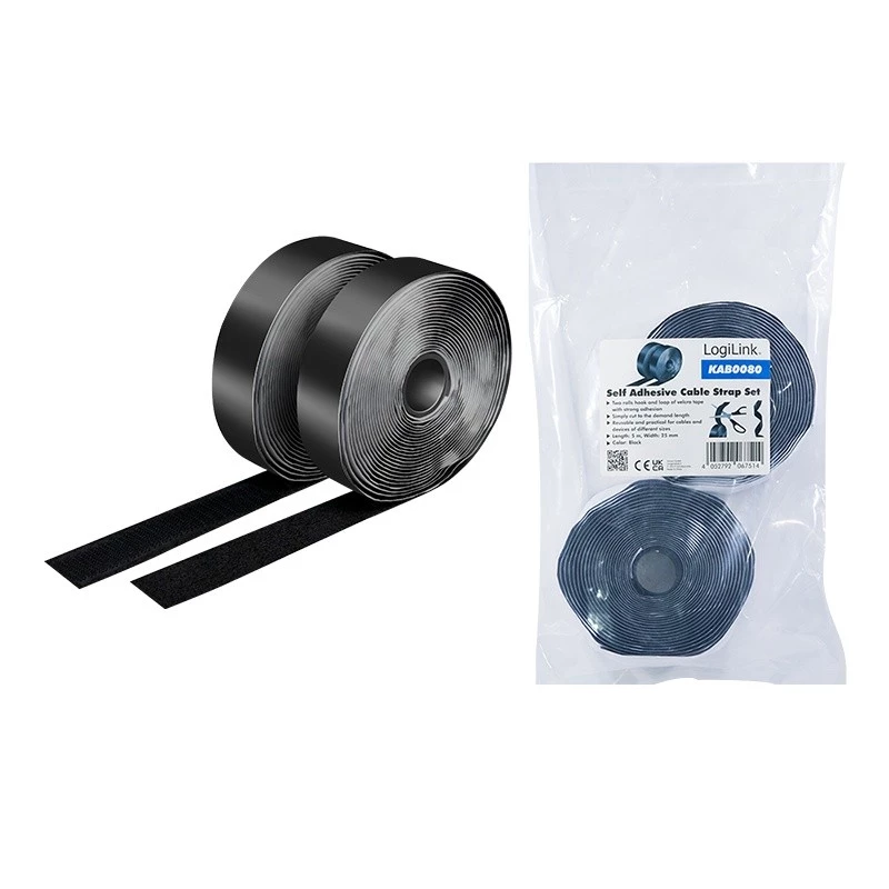 Velcro cable tie LogiLink KAB0080 Black 5000mm 25mm 2 pcs