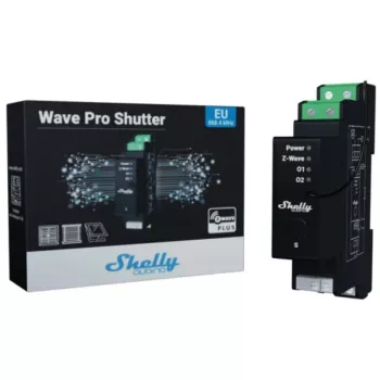 Shutter control Shelly Wave Pro Shutter, black, plastic housing, 110–240 V AC, 50–60 Hz, 0.3 W, 19×69×94 mm