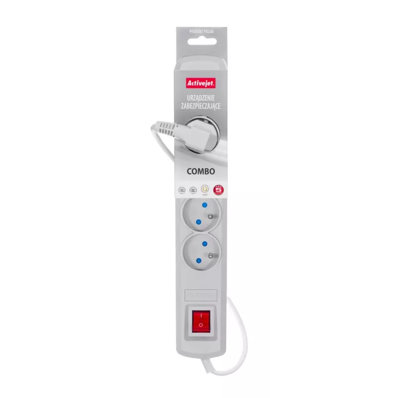 Activejet grey power strip with cord ACJ COMBO 5G/5M/BEZP. AUT/S
