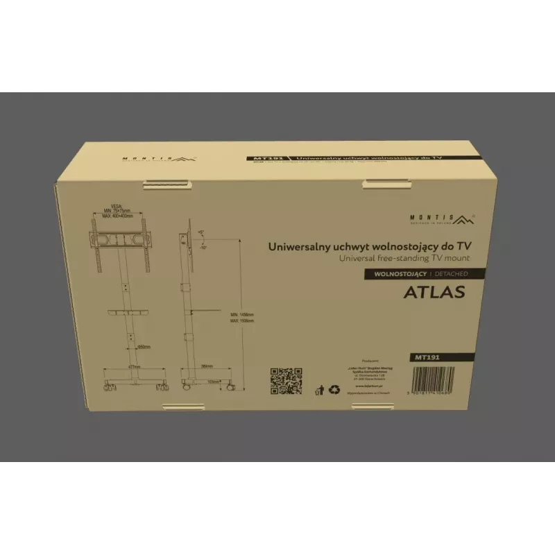 Mobile TV Stand MONTIS MT191 ATLAS for 26–60 inch screens, max load 35 kg, VESA up to 400x400