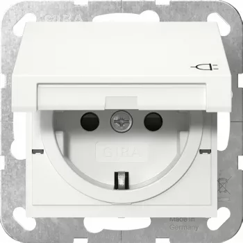 Socket-outlet Schuko GIRA System 55, white, IP44, 220–250 V, 50/60 Hz, depth 32 mm