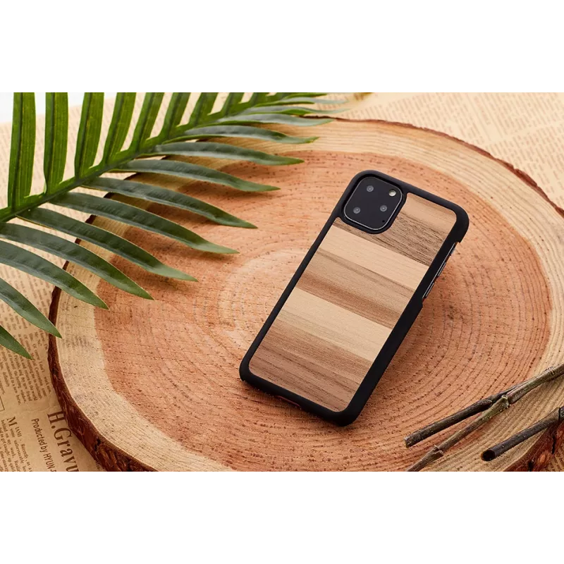 Smartphone case man and wood for iPhone 11 Pro Max — black